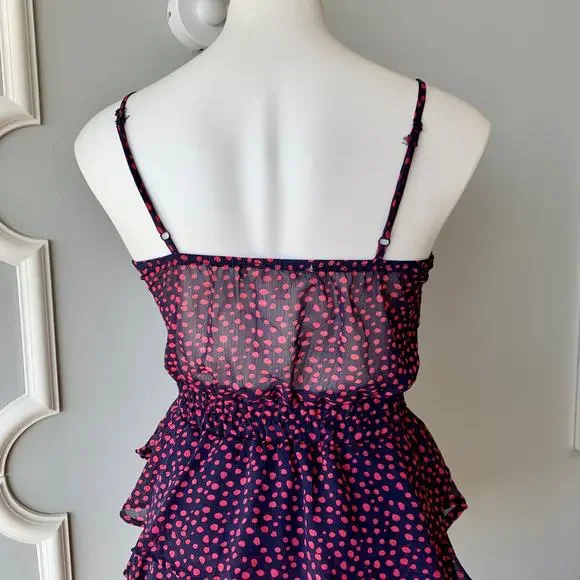 Row A Ruffle Tiered Polka Dot Strappy Chiffon Mini Dress Size XS - Picture 6 of 8